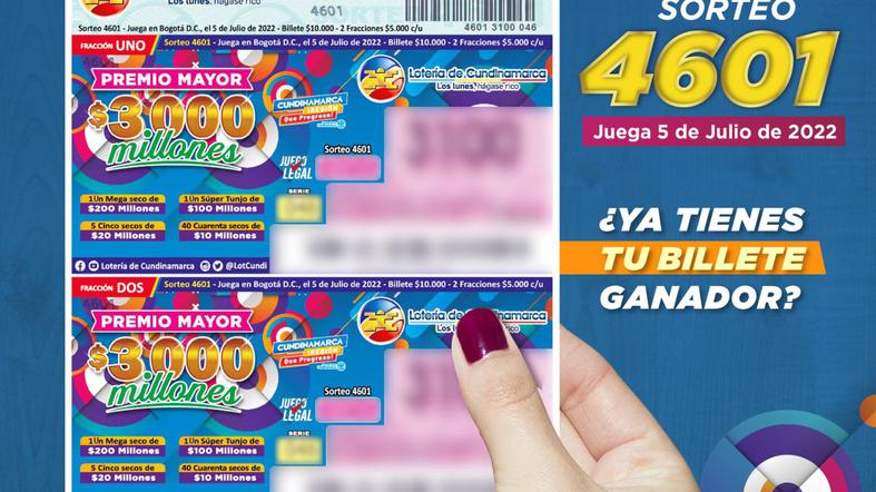 Lotería de Cundinamarca 4601: resultados del sorteo del martes 5 de julio