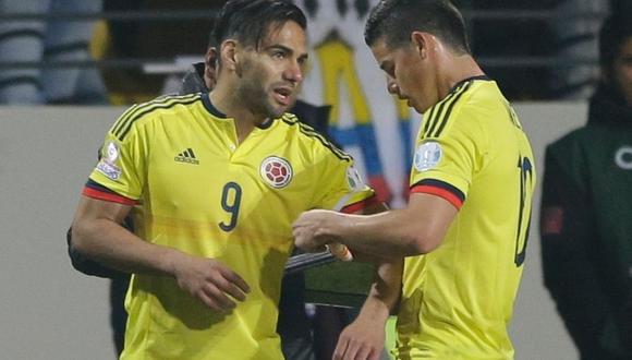 Falcao y James fueron titulares juntos por última vez ante Perú en el 2017. (Foto: AP)
