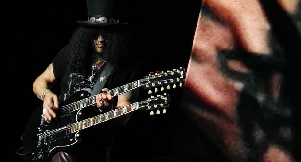 Slash, guitarrista de Guns N\' Roses, sorprendió a todos los peruanos con sus maravillosos solos. (Foto: Sergio Mejía)