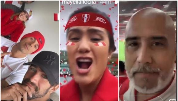 Hugo García, Mayella Lloclla y Marco Romero fueron algunos de los que alentaron a la selección en su partido contra Australia. (Foto: Instagram)