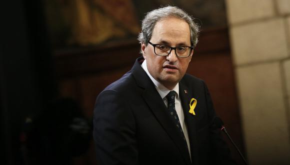 El Tribunal Supremo de España confirmó este lunes la inhabilitación por desobediencia del presidente catalán, Quim Torra. (Foto: PAU BARRENA / AFP).