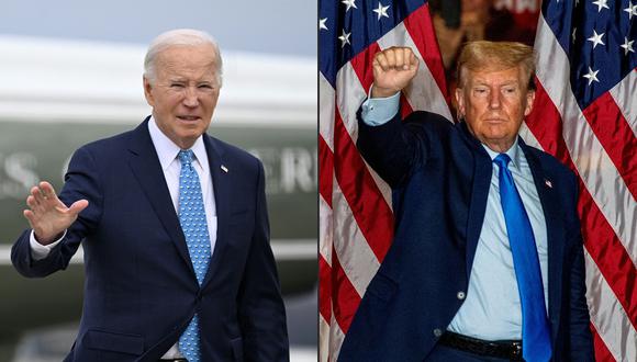El presidente estadounidense Joe Biden; y el expresidente estadounidense y candidato presidencial de 2024, Donald Trump. (Foto de ANDREW CABALLERO-REYNOLDS / JOSEPH PREZIOSO / AFP)
