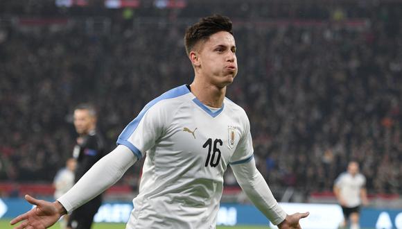 Brian Rodríguez marcó el segundo gol de Uruguay ante Hungría. (Foto: AFP / ATTILA KISBENEDEK)