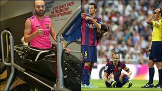 Andrés Iniesta se recupera en una máquina para astronautas