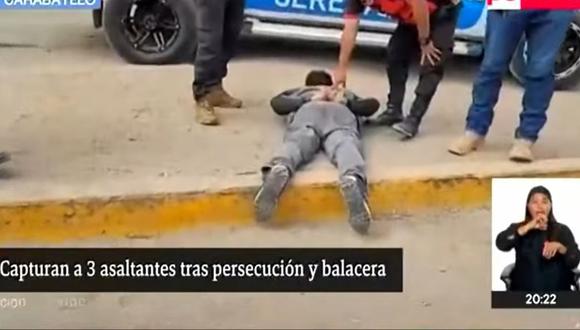 La Policía aplicó el plan cerco y capturó a tres de los hampones que participaron en el asalto a un funcionario de la Municipalidad de Carabayllo. (Foto: TV Perú Noticias)