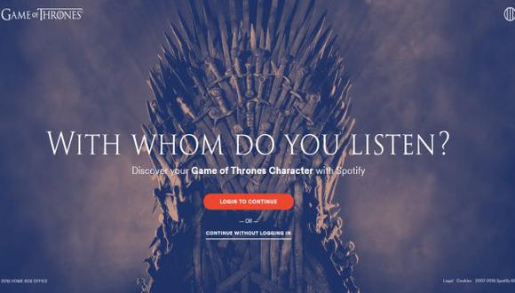 Spotify te indica que personaje de "Game of Thrones" eres