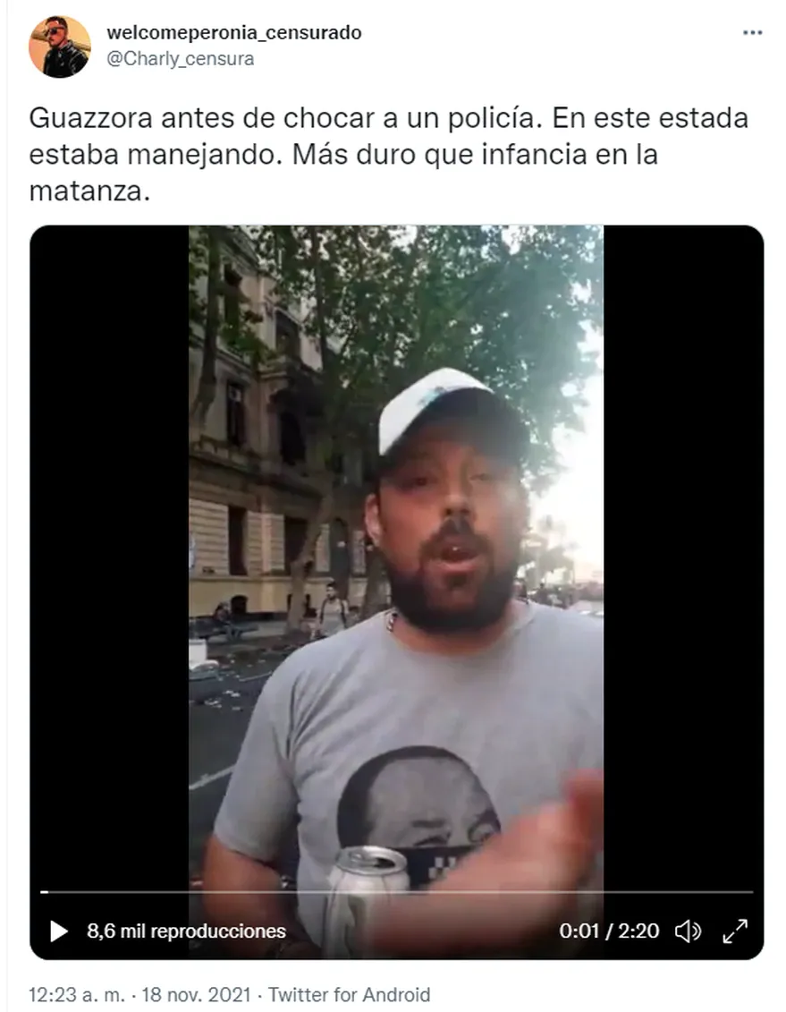 On Twitter, users replicated the video of Ezequiel Guazzora and emphasized that he seemed to be drunk.  (Photo: Twitter).