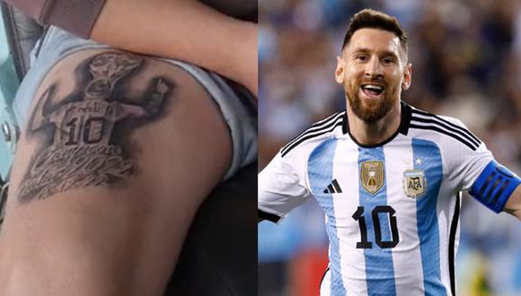 Un fanático de la selección de Argentina se volvió viral al tatuarse a Lionel Messi. Foto: El Editor Platense/EFE.