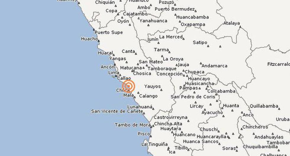 El epicentro del segundo sismo se ubic&oacute; a 20 km al norte de Chilca. (Imagen: IGP)