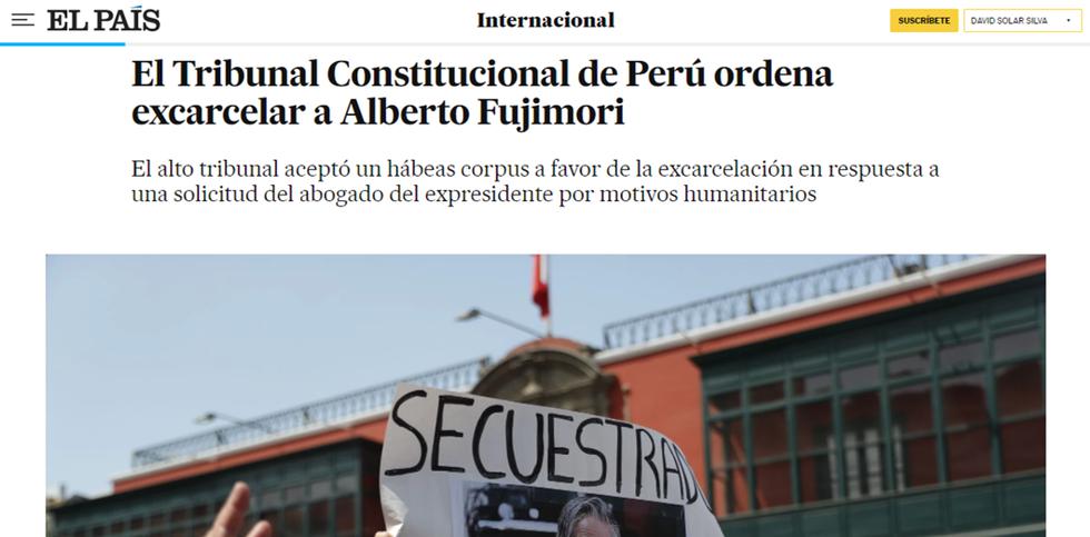 El Tribunal Constitucional de Perú (TC) ordenó este jueves liberar al expresidente Alberto Fujimori, condenado a 25 años de prisión por delitos de lesa humanidad. (Texto: AFP / Foto: Captura El País)