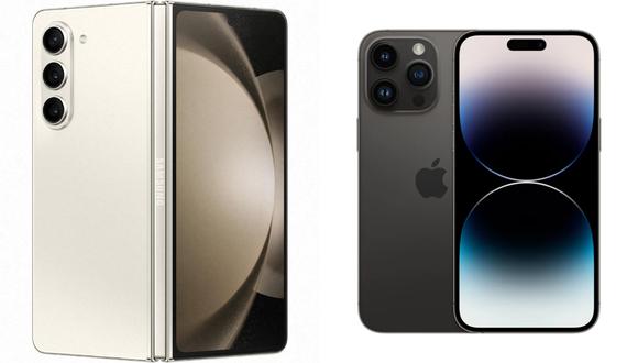 Así es la ficha comparativa entre el Samsung Galaxy Z Fold5 y el iPhone 14 Pro Max. (Foto: composición, Apple/Samsung)
