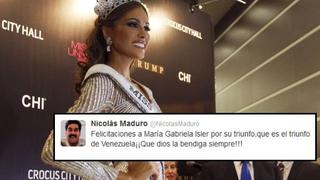 Maduro felicitó a la venezolana María Gabriela Isler, la nueva Miss Universo