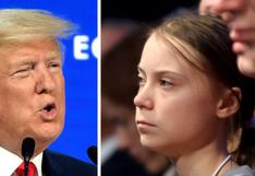 Trump carga contra los “profetas de la fatalidad” frente a la atenta mirada de Greta Thunberg
