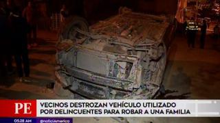 VMT: vecinos destrozan vehículo que fue usado por delincuentes para robar a una familia [VIDEO]