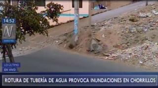 Rotura de tubería de agua provoca 'huaico' en calles de Chorrillos