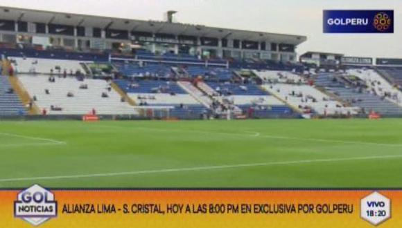 El campo de Matute luce en perfectas condiciones para la primera final entre Alianza Lima vs. Sporting Cristal | Foto: captura