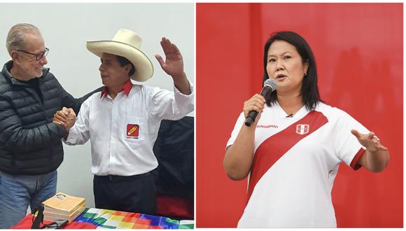 Castillo recibió a Belmont en un local partidario el domingo pasado. En tanto, Keiko Fujimori lamentó el lunes que el juez le niegue permiso para viajar a Ecuador. (Fotos: Perú Libre - Leandro Britto / GEC)