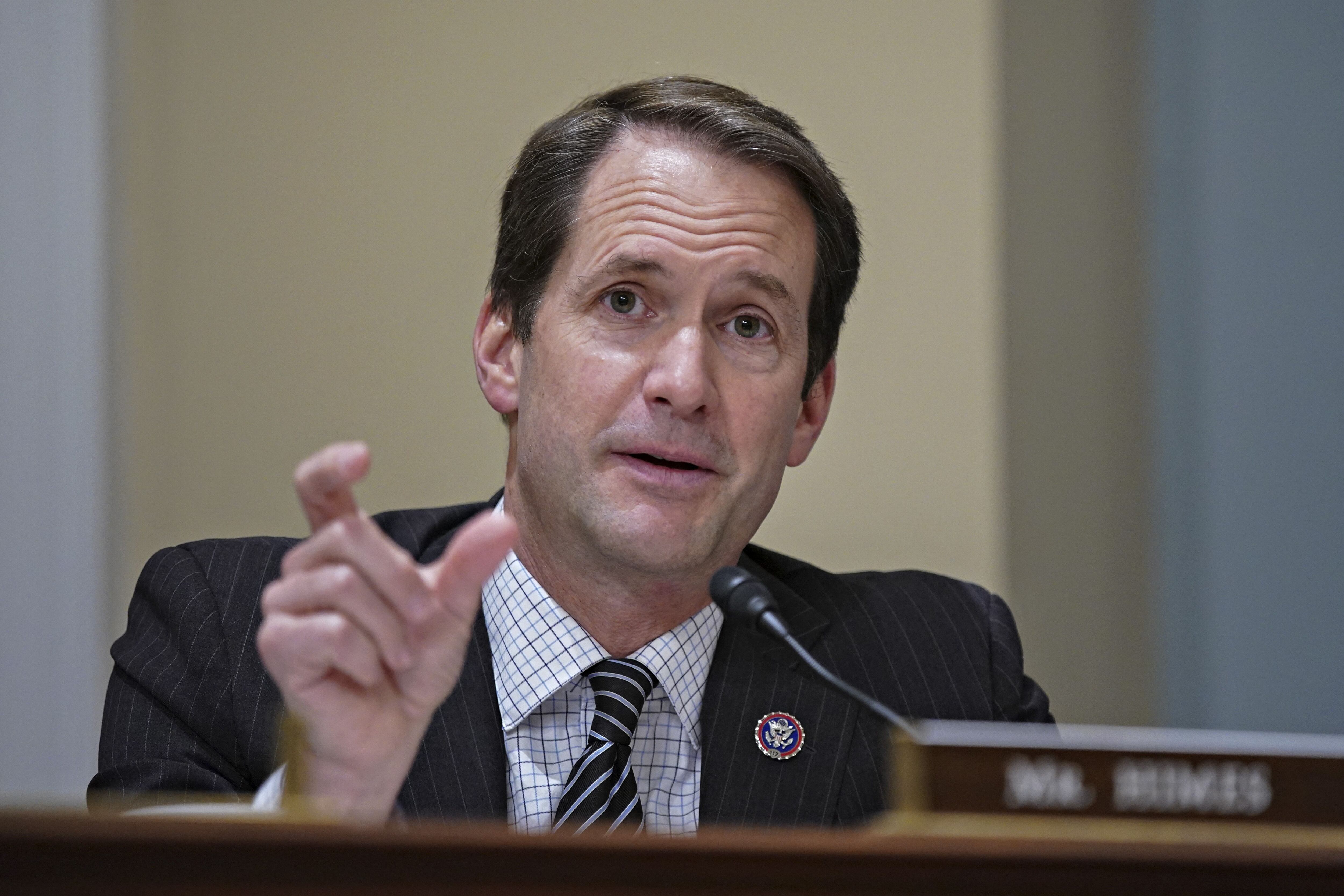 Rep. Jim Himes, D-Conn., speaks during a House Intelligence Committee hearing on April 15, 2021. (Photo by Al Drago/POOL/AFP).