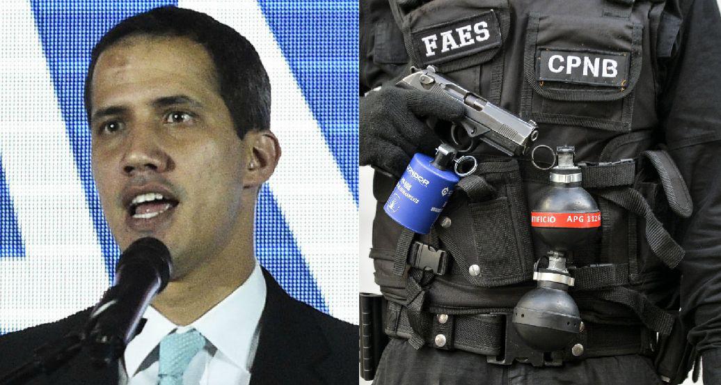 Juan Guaidó denuncia que el FAES (Fuerzas Especiales de la Policía Nacional Bolivariana) está afuera de su casa y preguntan por su esposa. (AFP).