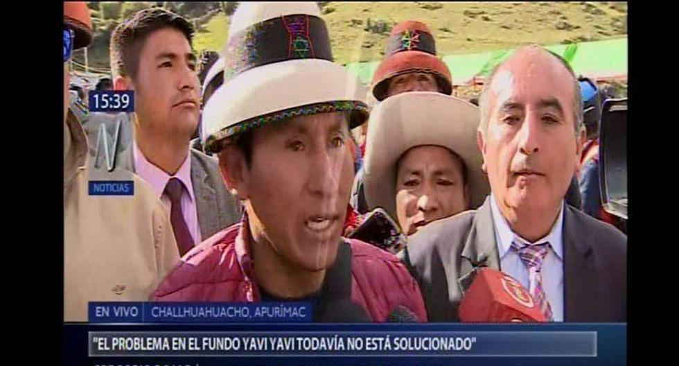 Gregorio Rojas se pronunció tras tener una reunión con miembros del Ejecutivo en el distrito de Challhuahuacho. (Canal N)