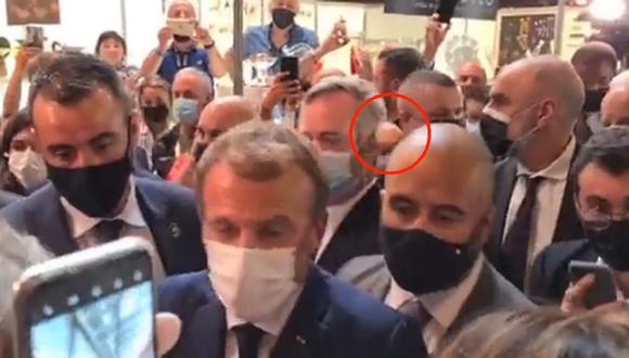 El presidente de Francia fue atacado con un huevo durante un evento en Lyon. (Foto: Twitter).