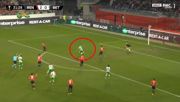 Betis vs. Rennes: Lo Celso marcó este gol en la Europa League que podría ser clave en la vuelta. (Foto: captura)