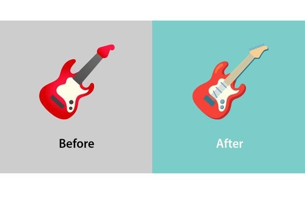 This way the guitar integrates its strings and other details.  (Photo: Emojipedia)