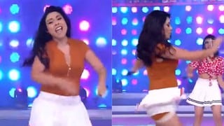 Tula Rodríguez sufrió incidente con su falda al bailar “El teléfono”, canción de Pintura Roja