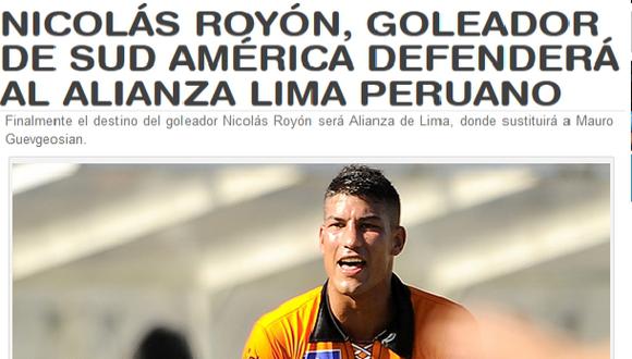 Uruguayo Nicolás Royón sería el nuevo delantero de Alianza Lima