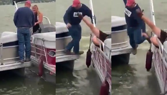 Un video viral muestra un hilarante fail ocurrido durante una propuesta matrimonial en un par de botes. | Crédito: @TheoSantonas / Twitter.