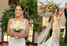 Todo sobre el vestido de novia de Verónica Álvarez en su matrimonio con Mateo Garrido Lecca