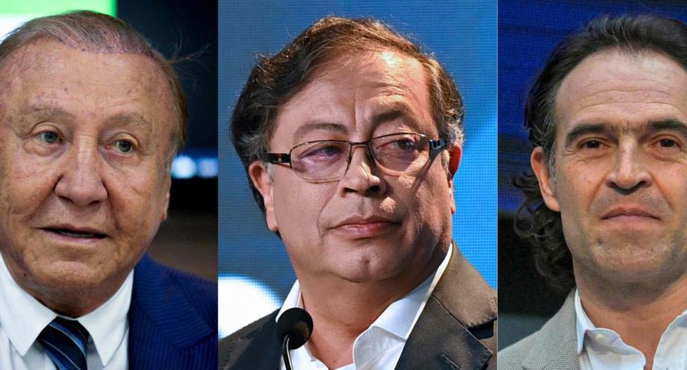 Los principales candidatos a la presidencia de Colombia: De izquierda a derecha Rodolfo Hernández, Gustavo Petro y Federico Gutiérrez. (AFP)