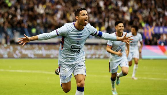 Cristiano Ronaldo celebrando su primer gol con el Al Nassr (Reuters)