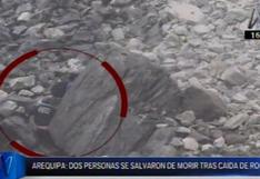 Arequipa: dos personas se salvaron de morir tras caída de piedras en la Panamericana Sur [VIDEO]