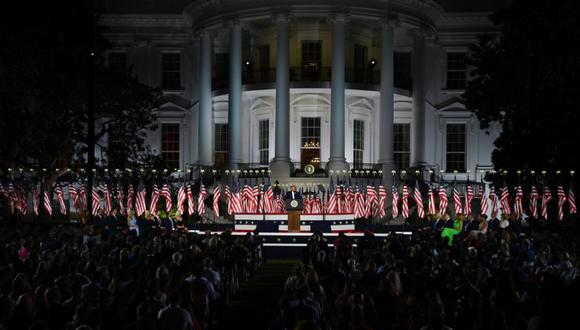 El presidente de los Estados Unidos, Donald Trump, pronuncia un  discurso en  el Jardín Sur de la Casa Blanca, en Washington. Archivo del 27 de agosto de 2020. (Brendan Smialowski / AFP).