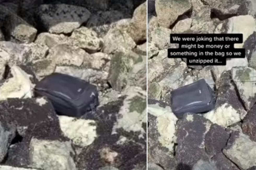 Los jóvenes encontraron una maleta entre las rocas sin imaginar que en su interior había partes de un muerto. (TikTok: @natthecvt)