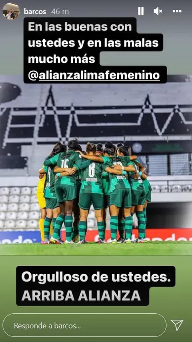 Hernán Barcos' message to the Alianza Lima women's team.  Photo: Instagram.