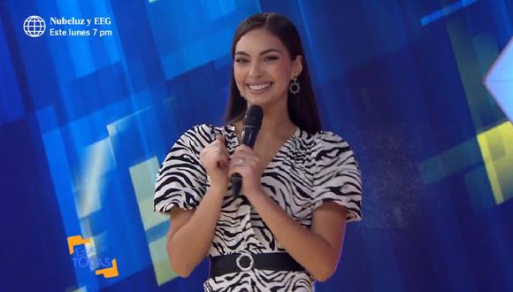 Natalie Vértiz realizó su primera nota para el programa "Estás en todas". (Foto: Captura América TV)