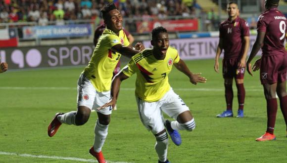 Andrés Reyes marcó el primer gol en el Colombia vs. Venezuela por la cuarta fecha del Sudamericano Sub 20 (Foto: Sudamericano Sub 20)