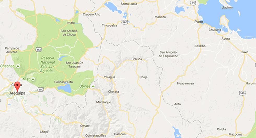 Ocho personas murieron en choque de auto y camión en la vía Arequipa-Puno. (Foto: Google Maps)