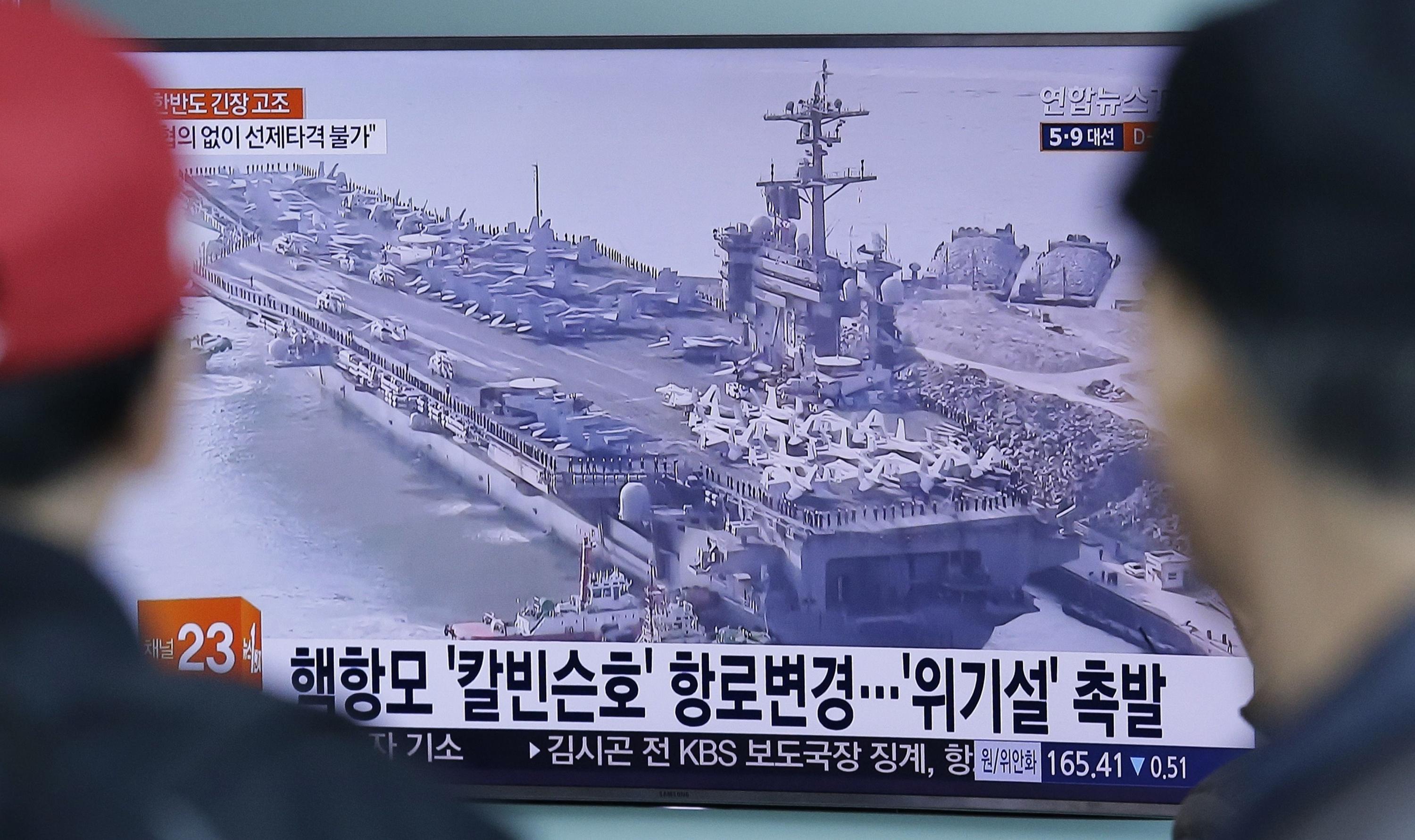 estados Unidos movió su poderoso portaaviones Carl Vinson a la zona cercana a Corea del Norte. (AP).