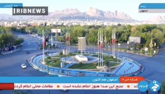 Una imagen en vivo de la ciudad de Isfahán, la madrugada del 19 de abril de 2024. (Foto de IRANIAN STATE TV (IRIB) / AFP)