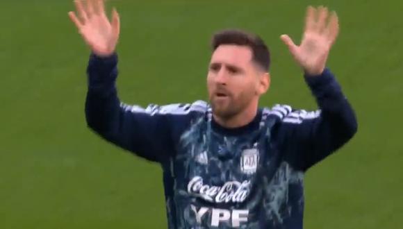 El capitán de la selección argentina salió a calentar y el estadio entero explotó de emoción. (Foto: Captura ESPN)