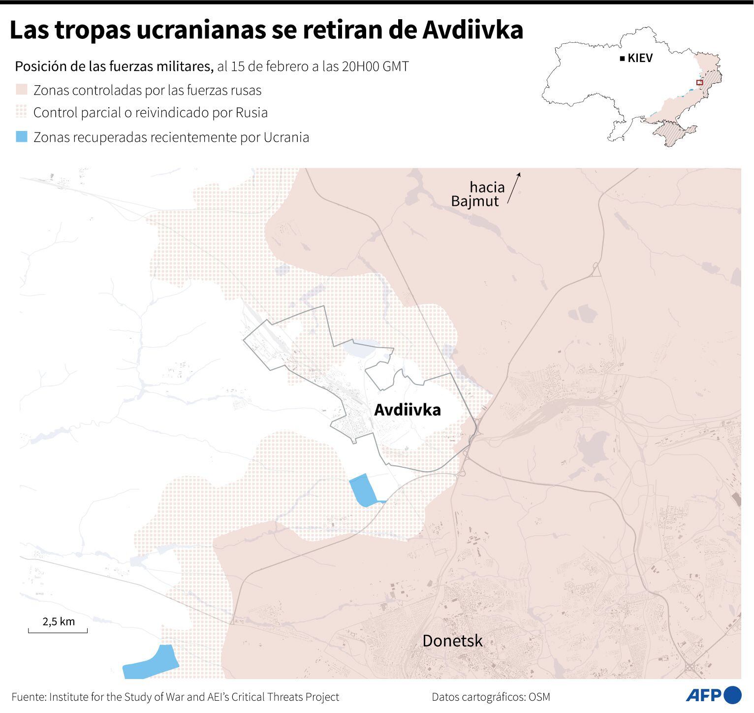 The location of Avdiivka.  (AFP).