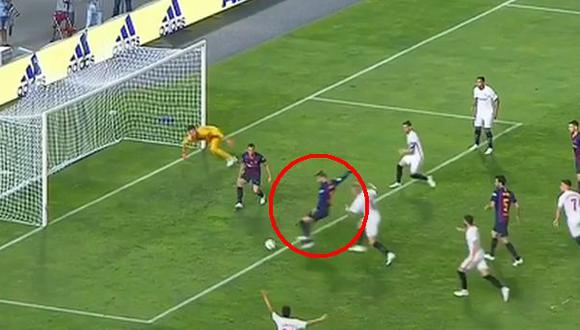 Barcelona vs. Sevilla: Piqué anotó 1-1 tras aprovechar tiro libre de Messi que impactó en el palo. (Foto: Captura de video)
