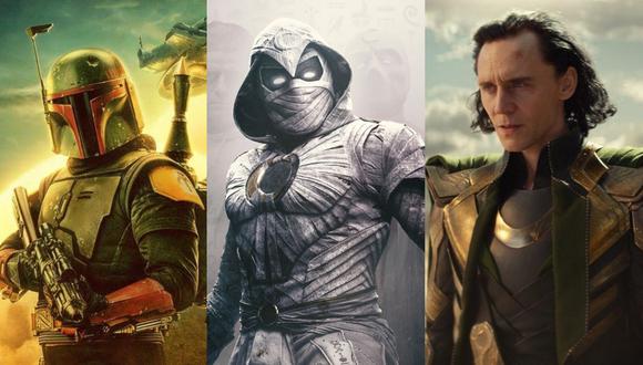 "El libro de Boba Fett" (izquierda), "Moon Knight" (centro) y "Loki" (derecha) son algunas de las series de Disney+ nominadas en categorías técnicas de los Emmy 2022.  (Fotos: Marvel Studios/Disney+)