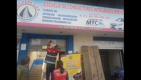 Las infracciones cometidas por la escuela, ubicada en Trujillo, califican como muy graves seg&uacute;n el Reglamento Nacional de Licencias de Conducir. (Foto: Sutran)