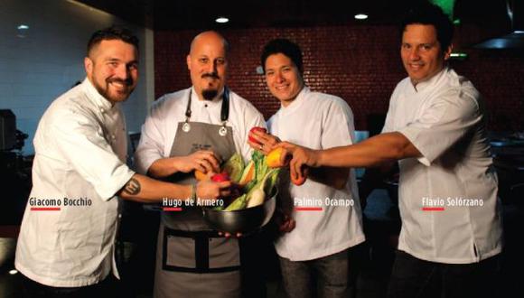 Cuatro chefs se preparan para cocinar a beneficio del Hogar de las Bienaventuranzas. (Foto: Giacomo Bocchio)