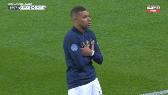 Kylian Mbappé anotó el 1-0 parcial del Francia vs. Austria. (Foto: Captura)