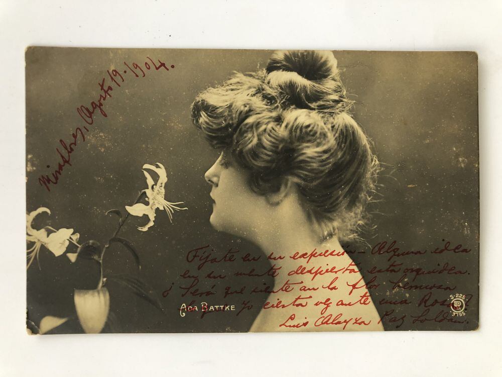 Miraflores, 19 de agosto de 1904. Rosa Ribatto recibe en su casa de Lampa 267, un romántico mensaje de Luis Alayza Paz Soldán.